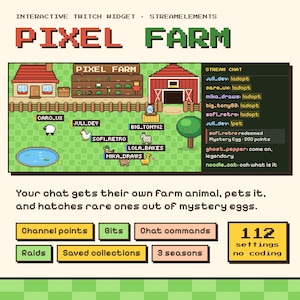 Interactive Twitch Widget: Pixel Farm for StreamElements (Digital Download)