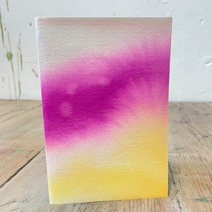 4 Handgemaakte briefkaarten - unieke aquarel -felle kleuren - kunstwerkje - pastel/roze/oranje/metallic - blanco binnenkant - formato A6