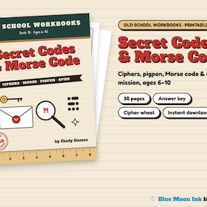 Secret Codes & Morse Code Workbook for Kids Ages 6-10, Spy Activities (Digital Download)
