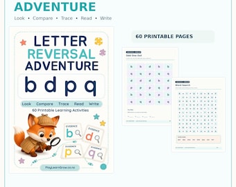 Letter Reversal Workbook for Kids | b d p q Activities | 60 Printable Pages