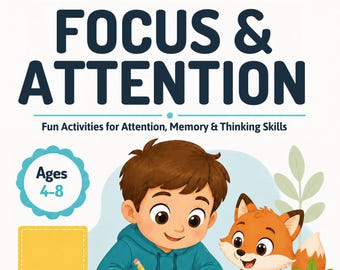 Werkboek voor concentratie en aandacht voor kinderen van 4-8 jaar | 70 printbare activiteiten (digitale download) ADHD-ondersteuning