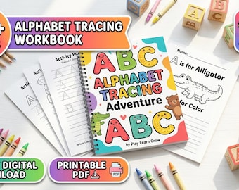 Alfabet oefenboek voor kinderen | 81 printbare ABC-werkbladen (PDF-download)