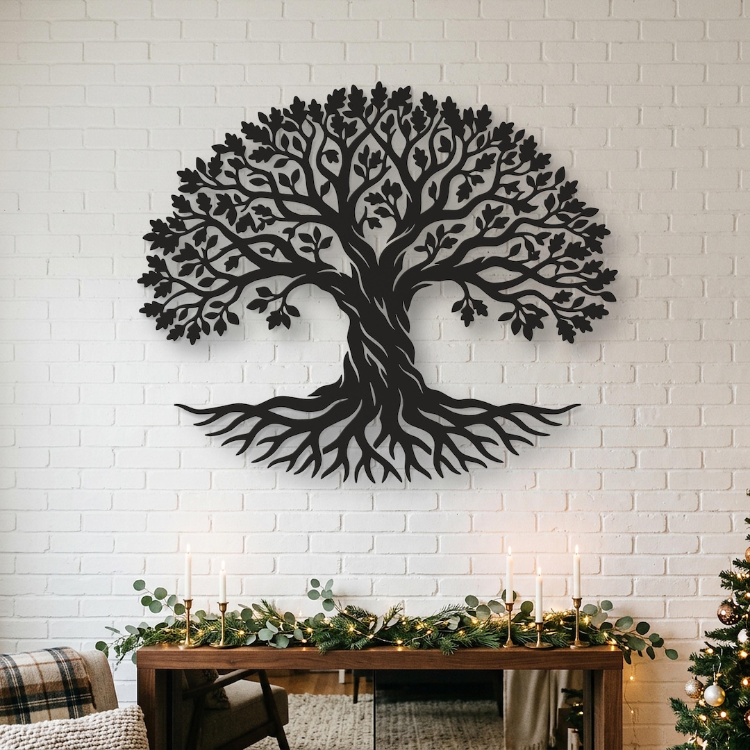 Oak Tree of Life Metal Wall Art, Large Metal Tree Wall Decor, Family ...