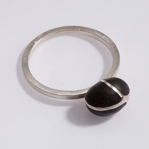 Silver Black Ring, Silver Band Ring, Custom Ring, Small Black Ring, Black Stone Ring, Thin Silver Ring, Simple Silver Ring, Cute Silver Ring