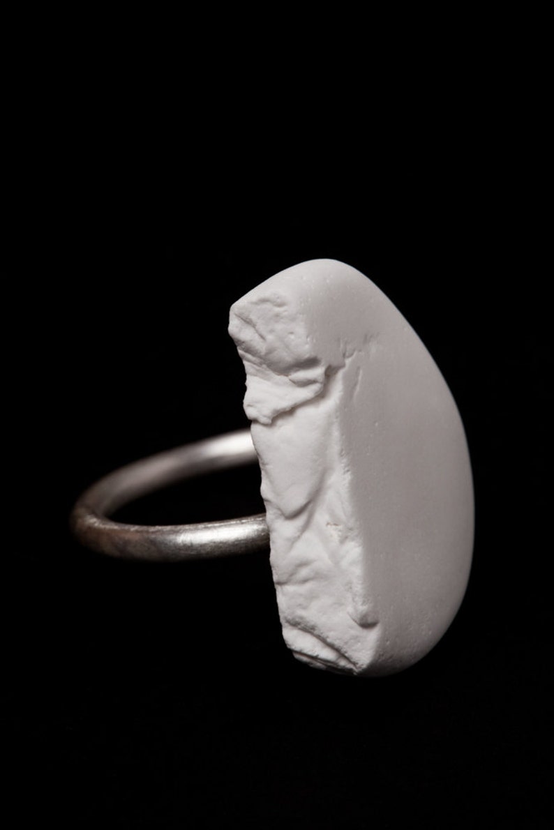 Silver Ring Art Ring Resin Ring White Ring Valentine Ring Boho Ring Polymer Clay Ring Designer Ring Bohemian Ring Simple Ring