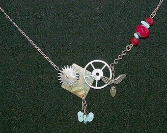 Gears & Turquoise Necklace