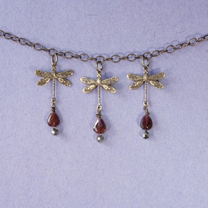 3 Dragonfly, Heart Garnet Necklace image 3