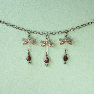 3 Dragonfly, Heart Garnet Necklace image 2