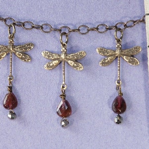 3 Dragonfly, Heart Garnet Necklace image 5