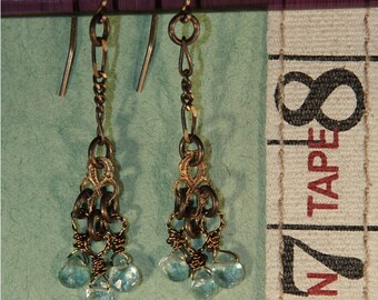 3 Crystal Blue Apatite Gemstone Earrings