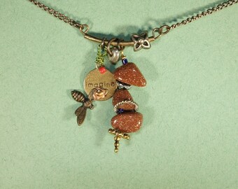 Gold Stone, Honey Bee, Imagine Necklace