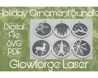 Holiday Christmas Ornament Bundle 6 Different SVG Files