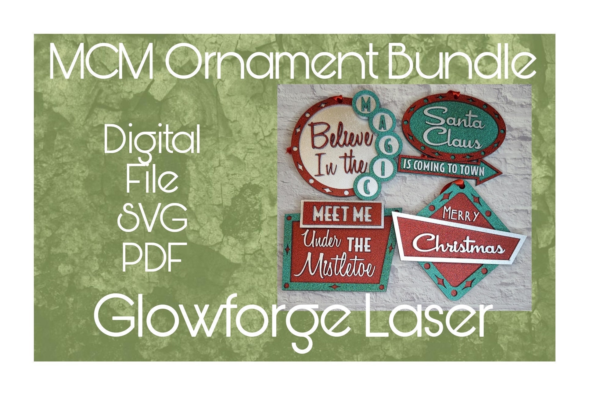 Retro Mid Century Modern Holiday Ornament Bundle SVG File