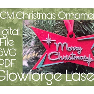 Mid Century Modern Retro Merry Christmas Ornament Digital SVG Pdf File
