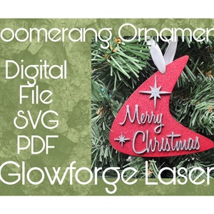 Retro Boomerang Merry Christmas Ornament DIGITAL File SVG and Pdf Format