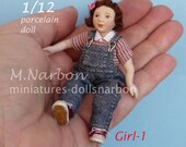 Niña o Niño con vaqueros, 1/12 muñecos de porcelana