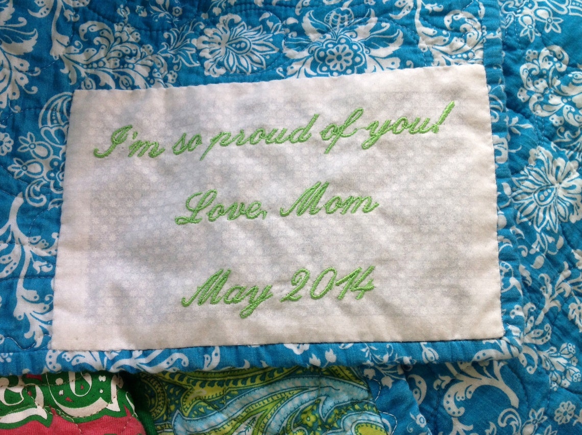 Machine Embroidered Personalized Quilt Label - Etsy