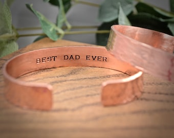 Mens copper Cuff bracelet personalised unisex bangle daddy