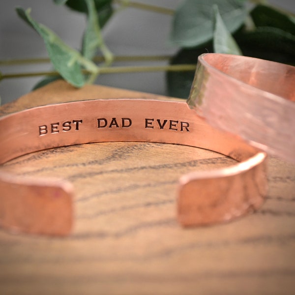 Mens copper Cuff bracelet personalised unisex bangle daddy