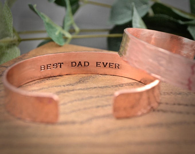 Mens Copper Cuff Bracelet Personalised Unisex Bangle Daddy Etsy UK