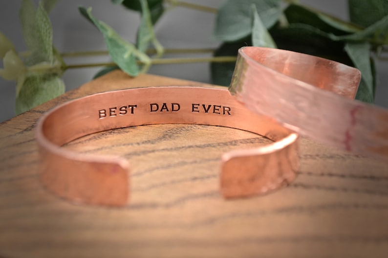 Mens copper Cuff bracelet personalised unisex bangle daddy image 1