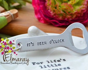 21st birthday gift personalised bottle opener keyring hand stamped