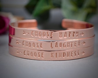 Stamped copper cuff personalised Hand stamped Cuff bracelet personalised unisex bangle ladies