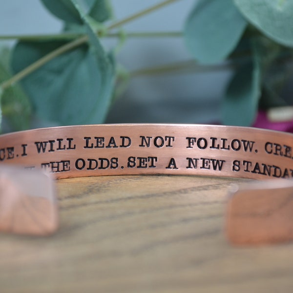 Mens copper Cuff bracelet personalised unisex bangle daddy