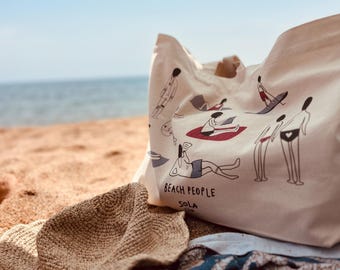 Extra grote strandtas – Extra grote canvas draagtas – Shopper van gerecycled katoen