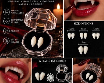 Vampire Fangs Kit Gift: Natural Looking Cosplay Teeth, Unique Halloween Accessory for Horror Fans