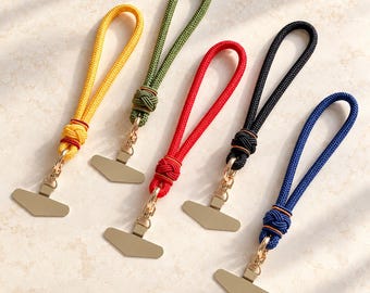 Hand Woven Phone Wrist Lanyard, Braided Rope Phone Strap, Gold Metal Swivel Clip, Short Wrist Strap, Colorful Phone Accessory Gift
