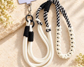 Hand Woven Braided Phone Lanyard, Color Contrast Shoulder Strap, Woven Mobile Phone Holder, Decorative Neck Strap Gift