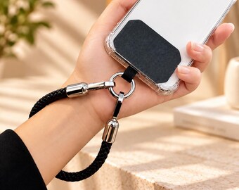 Universal Phone Lanyard, Leather Phone Wrist Strap, Anti Drop Phone Holder, Fashion Casual Phone Accessory, Gold Silver Gunmetal