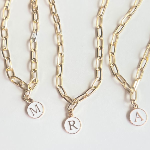 Dainty gold paper clip chain initial necklace personalized jewelry personalized Mother’s Day gift