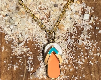 Dainty 18k Gold Flip Flop Necklace: Beach Sandal Pendant-gift for her-California beach jewelry