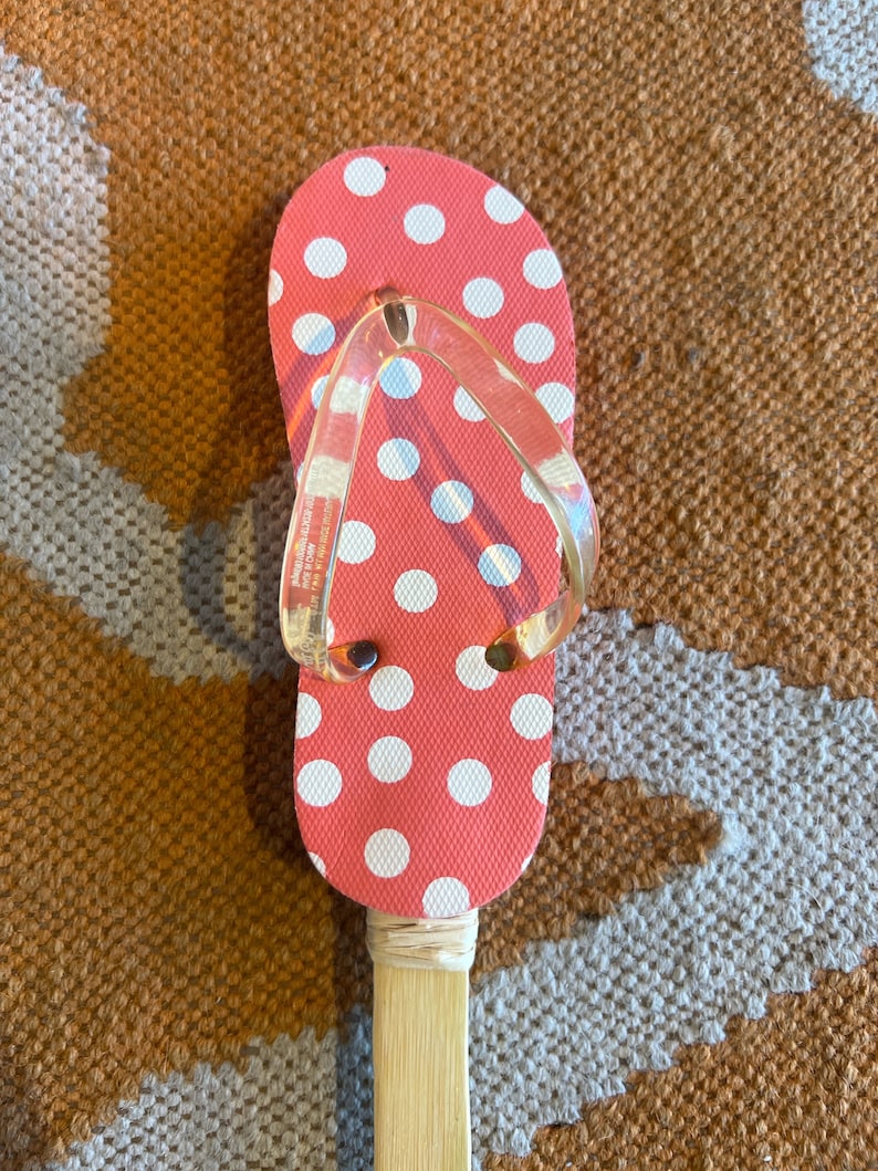 Flip flop Flyswatter Fly Swatter-personalized birthday gift-beach house gift-personalized Mother's Day gift-Spring decor-Summer patio decor orange polka dot