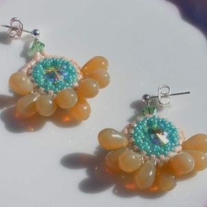 Beige drop rivoli earrings 205 image 1