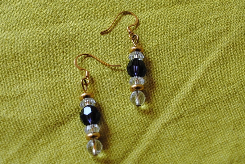 Purple velvet and crystal ball earrings 25 image 1