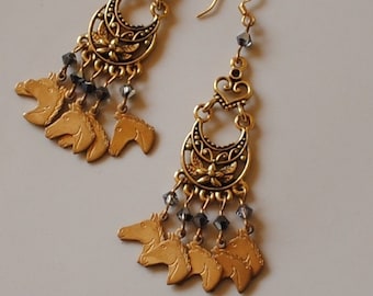 Gold filagree horse head earrings* #204