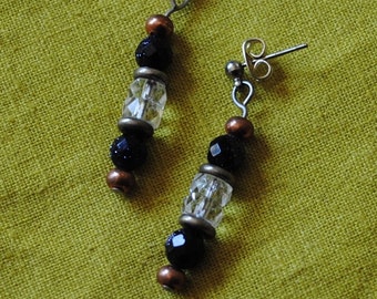 Goldstone and crystal earrings 206