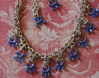 blue Byzantine necklace and earrings (#105)