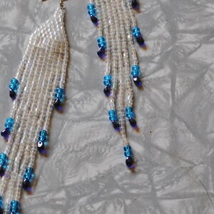 crystal and blue brick stitch earrings #205