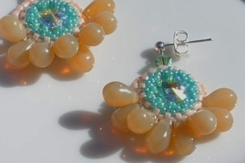 Beige drop rivoli earrings 205 image 2