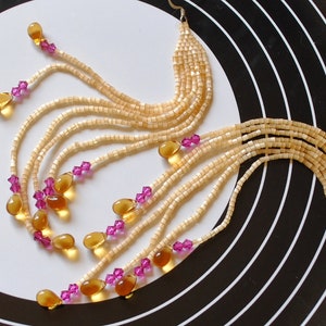 Topaz and fuschia brick stitch earrings #205