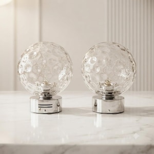 Pair Of Vintage Minital Lux Golf 12 Wall Lamps | Mid-century Modern Bubble Glass Appliques | Italian Design Lights | Space Age Home Decor