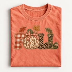 Comfort Colors Fall Faux Patch Shirt, Floral Pumpkin Bow Tee, Leopard Camo Fall T Shirt, Coquette Autumn Tee, Thanksgiving Gift