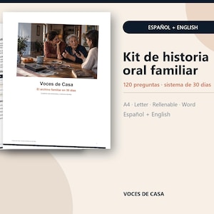 Family Oral History Interview Kit, Bilingual Printable & Fillable Workbook