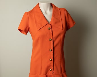 60's mod orange drop waist dress | M