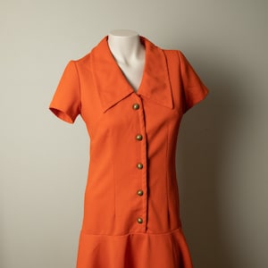 60&#39;s mod orange drop waist dress | M