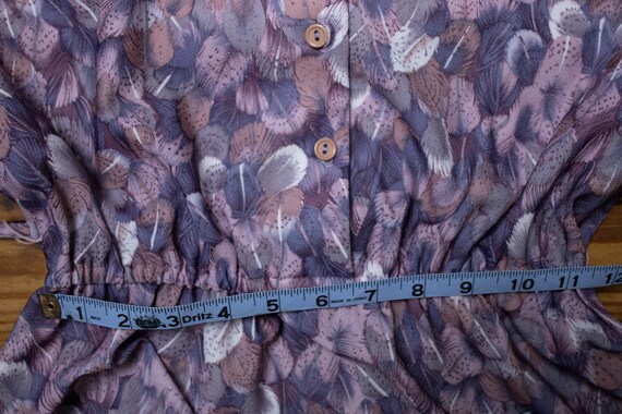 70's purple feather print dress | M - image 6